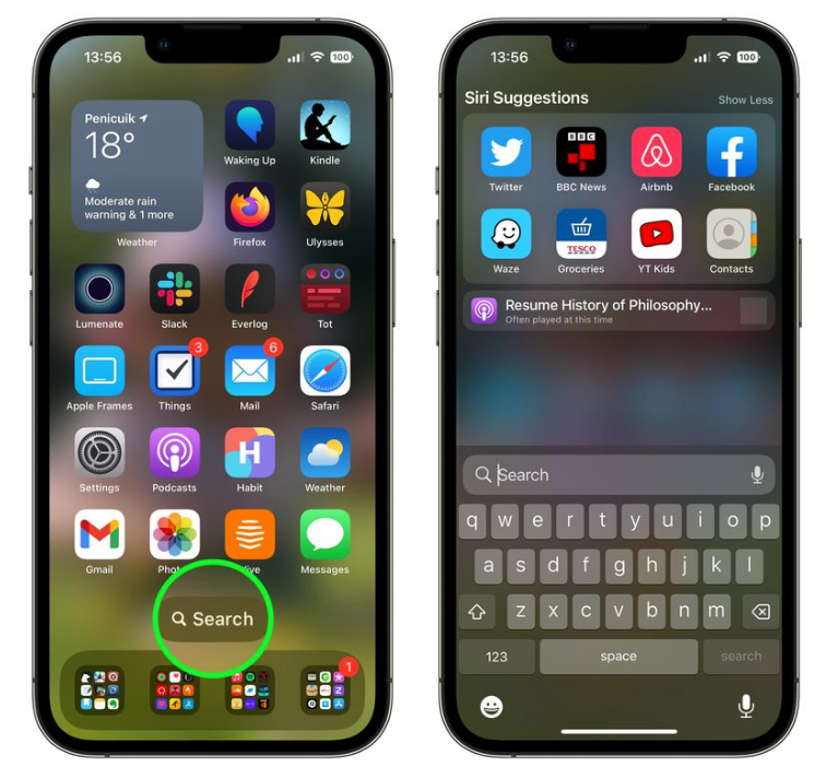 黔南苹果手机维修分享升级到 iOS 16 后，如何删除主屏幕上的搜索按钮 